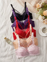 5-Pack French Women's Underwear Set Hollow Lace Patchwork Bow Sexy Bras Fashionable Bralette Strap Sexy Lingerie Set Women's Bra
