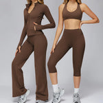 New yoga set 2 pieces gym set Women Long Sleeve Sports Shirts Sports Bra Leggings Suit Fitness Running Workout Suits Tracksuit