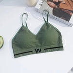Letter Printed Elastic Underband Bralette Women Removable Breathable Pads Thin Straps Tank Bra One Size Daily Intimates