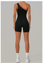 One Shoulder Women Sports Jumpsuit Sleeveless Yoga Rompers Backless Sportswear Women Workout One Piece Bodysuits Female