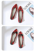 Elegant Leopard Knitted Ballet Flats Woman Pointed Toe Mesh Moccasins Ladies Fashion Walking Loafers Slip-on Soft Driving Shoes