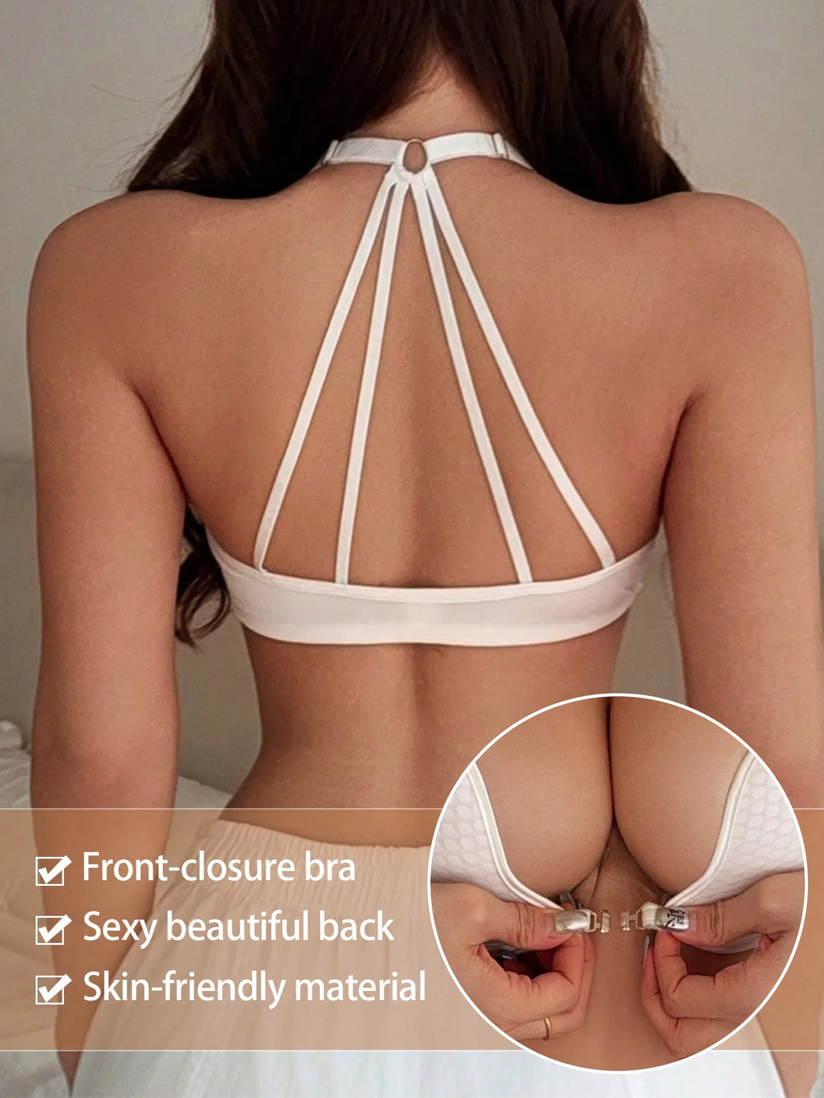 New Front-Closure Bra Non-slip Sexy beautiful back Skin-friendly material Open-back Seamless Push-up Fashion Lingerie MR3727