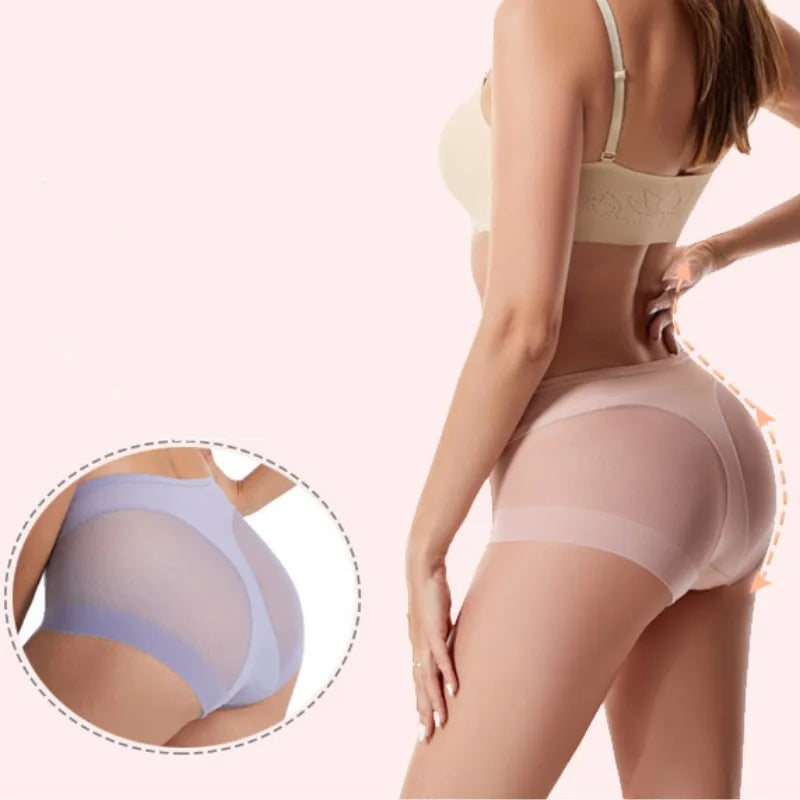 Seamless Panties Women High Rise Panty Tummy Control Briefs Butt Lifter Shapewear Sexy Lingerie Ice Silk Underwear S-3XL