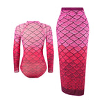 2025 New Sexy Print One Piece Swimsuit Women Swimwear Monokini Long Sleeve Bathing Suit Female Bodysuit Surfing Swim Wear Beach