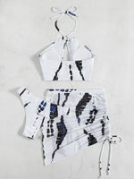 3PCS With Mesh Skirt Halter Bikini Female Swimsuit Women Swimwear Three-pieces Bikini Set Hollow Out Bathing Suit Swim Beachwear