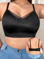 High quality plus size full cup black women's solid color underwear without steel ring sexy Lingerie MR3525