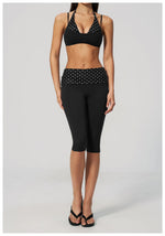 Summer Polka Dot Yoga Sets Women Hanging Neck Shockproof Sports Bra Fitness Suit Folding High Waist Mid Pants Gym Tracksuit