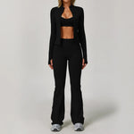 2/3PCS Yoga Suit Women Tracksuits Gym Clothes Workout Flared Pants Zipper Long SleeveAthletic Wear Female Sports Yoga Clothing