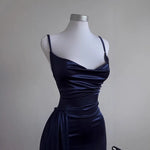 Y2k Hot Girls Pleated Spaghetti Strap Dresses Women Solid Color Sexy Backless Package Hip Slim Slit Long Dress Female Streetwear