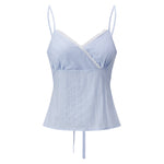 Women Camisole Solid Color Sleeveless Tops V-neck Lace Trim Slim Fit Summer Vest for Party Club