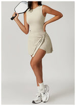 Tennis Dress Slim Tennis Dresses Woman Home Clothing Simple Style Casual Bodycon Mini Sleeveless Solid Color Leace-up Vestidos