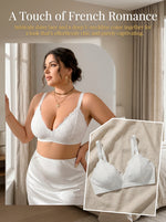 Plus Size Wireless Bra White Double Layered Lace Bralette Women Breathable Soft Full Coverage Comfort Everyday Lingerie MR3083