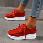 Yellow Lace Up Thick Bottom Sneakers Women Lightweight Wedges Platform Sport Shoes Woman Plus Size 43 Anti Slip Walking Shoes