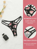 5 Pcs Sexy Women Seamless Thong Rose Print G-string Invisible Under Tight Clothing Panty Comfortable T-back C890