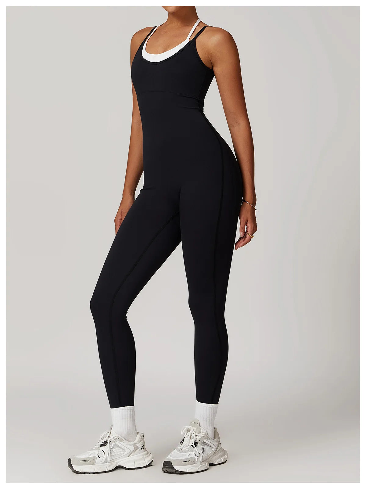 Yoga Jumpsuit Fake two color contrast halter sport jumps Women Push Up Gym Fitness Overalls Sport Outfit Sportswear Clothes 8843