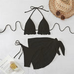 Halter String Triangle 3 Piece Bikini Set Beige Lace Mesh Sexy Swimsuit Women 2026 Cover Up Swimwear Bathing Suit Bikinis Dames
