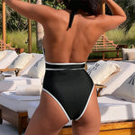 Deep V Neck Halter High Leg Cut One Piece Swimsuit Women Swimwear Female Backless Monokini Padded Bather Bathing Suit Swim V6710