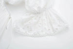 Foridol Lace Summer White Dress Women Puff Sleeve Embriodery Waist Cut Out Beach Short Sexy Cotton Dress Backless 2025 Sundress