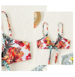 Sexy High Waisted Bikini 3 Pieces Floral Printed Swimsuit Size 3XL-S Women Bikini Set With Mesh Long-Sleeved Blouse Super Sales
