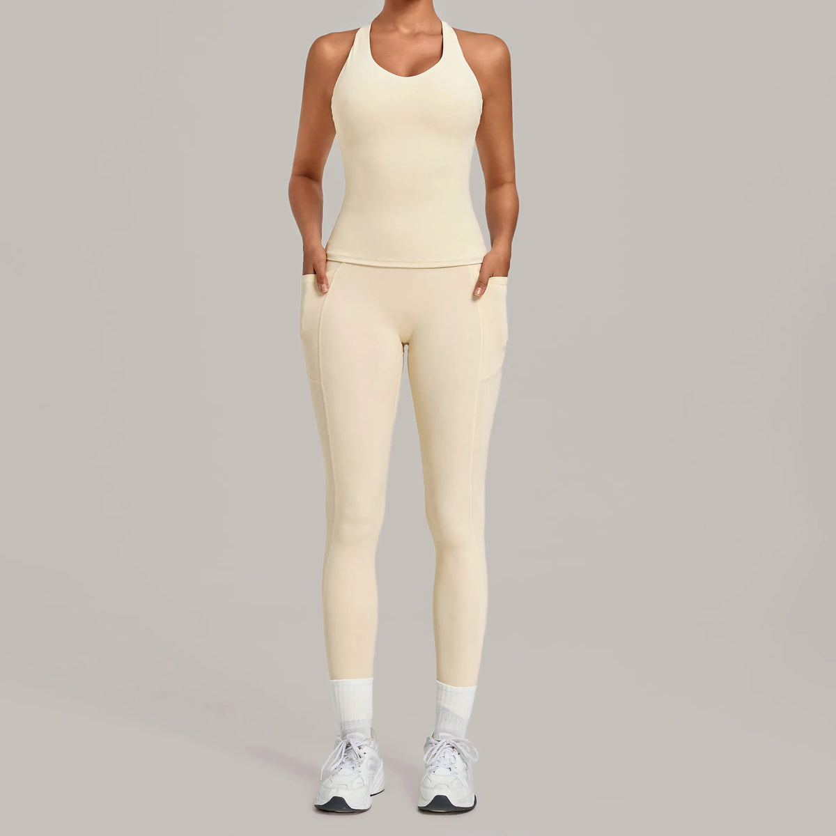 Women's Seamless Yoga Sets Sports Fitness Hip-lifting High Waist Pant Sleeveless Backless Suits Workout Running Leggings Sets