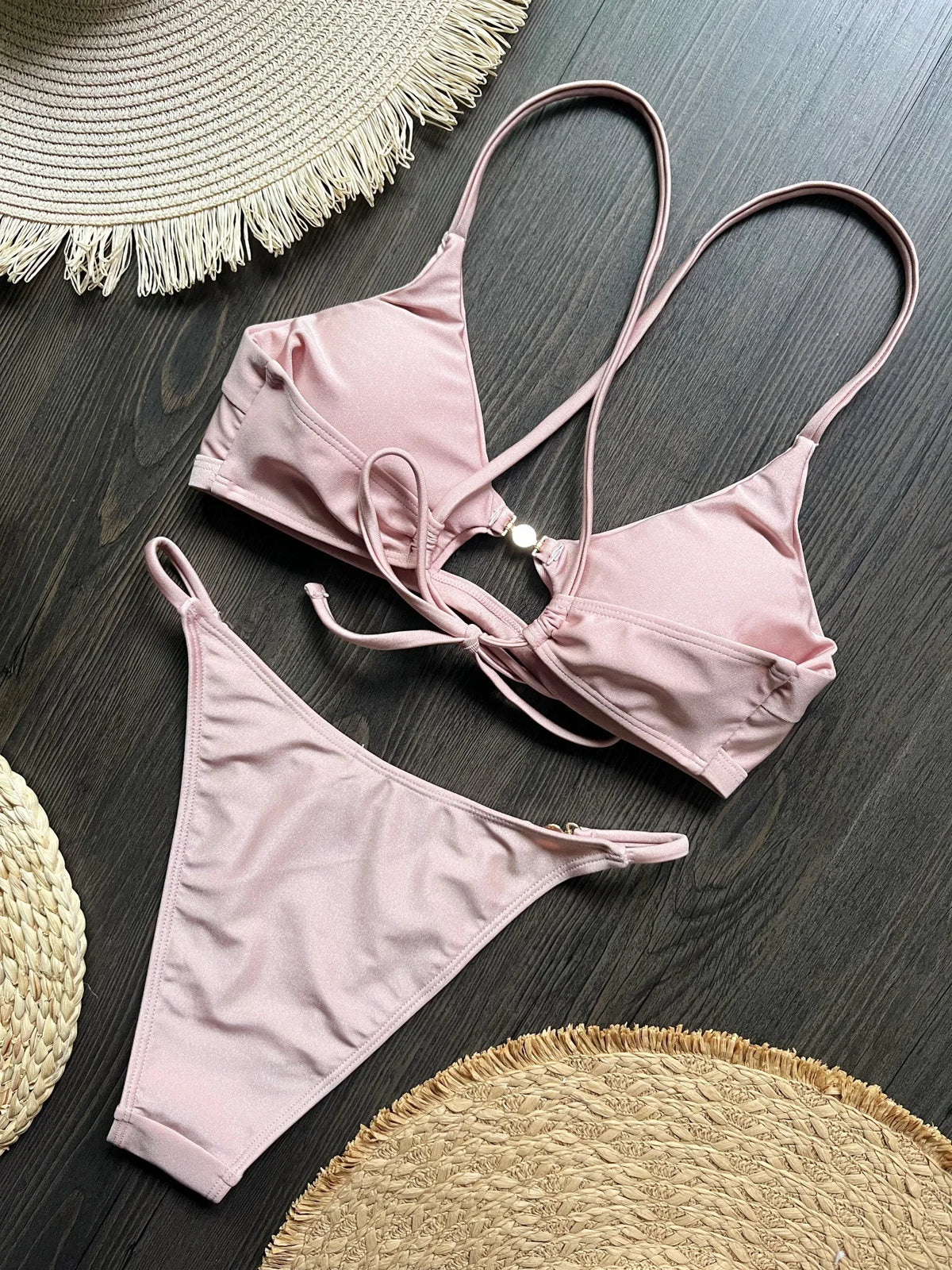 Cross Back Hollow Out Bikini Female Swimsuit Women Swimwear Two-pieces Bikini Set High Leg Cut Bather Bathing Suit Swim Lady