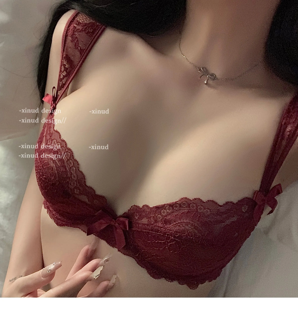 Purple Sexy Bra SetLingerie Women French Lace Thin Bra Top Support Pure Desire Wind Transparent Bra Panties Set Underwear