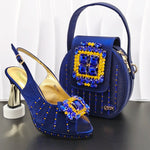 doershow Italian Shoes And Bag Sets For Evening Party With Stones Italian Leather Handbags Match Bags! HB1-1