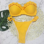 Leopard Ruffled Bra Cup Bikini 2025 Women Bandeau Swimsuit Female Swimwear Two Pieces Bikini Set Push Up Bathing Suit Swim Lady