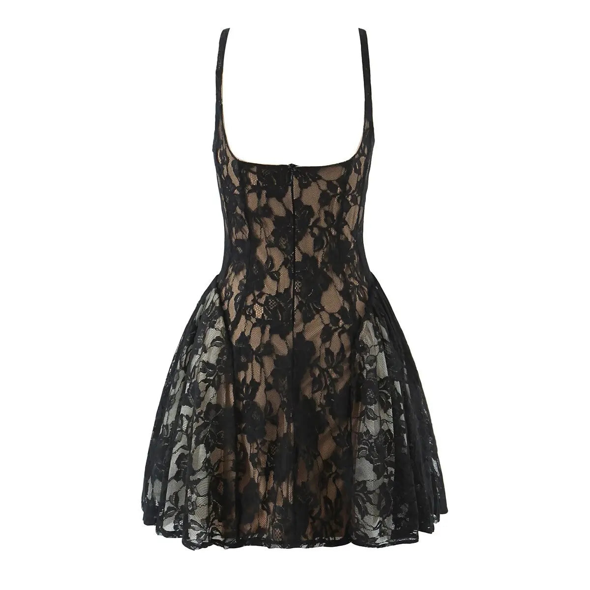 Women's Fashion Casual Sleeveless Lace Trimmed Dress Backless Deep V Suspenders Sleeveless Dress For Woman Charming Elegant D884