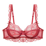 Logirlve Ultrathin Bra Transparent Brassiere Sexy Underwear Plus Size Cup Embroidery Women Lingerie Lace Bras Hollow out