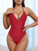 2026 Halter Swimsuit One Piece Backless Solid Swimwear Women Bathers Bathing Swimming Swim Suit Padded Beachwear Summer
