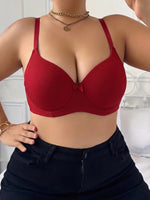 Plus Size Women's B C D Thin Cup Ribbed Push Up Bra Wide Straps Underwire Side gather Lingerie Comfort Ladies Brassiere
