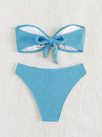 Sexy Bandeau Bikinis Sets Women Metal Ring Linked Push Up Micro Swimsuit 2025 Solid Bathing Suit Thong Swimwear Trajes De Baño