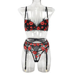 Toucheart Sexy Bra Lingerie 2-piece Set Mesh Transparent Bodysuit Heart Embroidery Lace Hollow Underwear Sexy Bras Body Femme