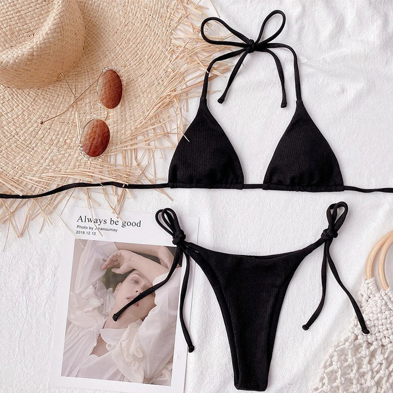 Sexy Red Micro Bikini 2024 Women Swimsuit Female Swimwear Thong Bikinis Set Brazilian Beach Wear Bathing Suit Strings Biquini