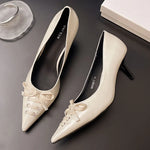 2026 Size 42 Vintage y2k Flowers Black Pointy Toe Slingback Pumps Cross-strap Summer 5cm Kitten Heels White Lady Shoes Women
