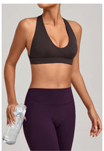 Sports Bra Gathered Neck Hanging Style Backless Tight Yoga Bra Women's Top Fitness Outdoorsports Pilates Training Gym Workout