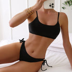 2024 Black Bandeau String Bikinis Female Swimsuit Women Swimwear Two-pieces Bikini Set High Waist Bather Bathing Suit Swim Lady