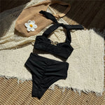 Halter Scrunch Butt High Waist Bikini Female Swimsuit Two-Pieces Bikini Set Women Swimwear Padded Bathing Suit Bather Swim V7171