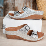 Lightweight Double Buckle Platform Sandals Women Gold Silver Summer Wedge Heeled Sandals Woman Open Toe Thick Sole Sandles 2026