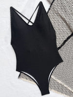 S - XXL V Neck Scrunch Butt Female Swimwear One Piece Swimsuit Women Backless Monokini High Cut Leg Bathing Suit Swim Bodysuit