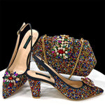 Doershow beautiful Italian Shoes And Bag Sets For Evening Party With Stones Italian Leather Handbags Match Bags! 1-30