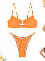 Hollow Out Bikini 2026 Solid Ring Link Swimsuit Women Padded Swimwear Female Bathers Bathing Swimming Swim Suit Beachwear