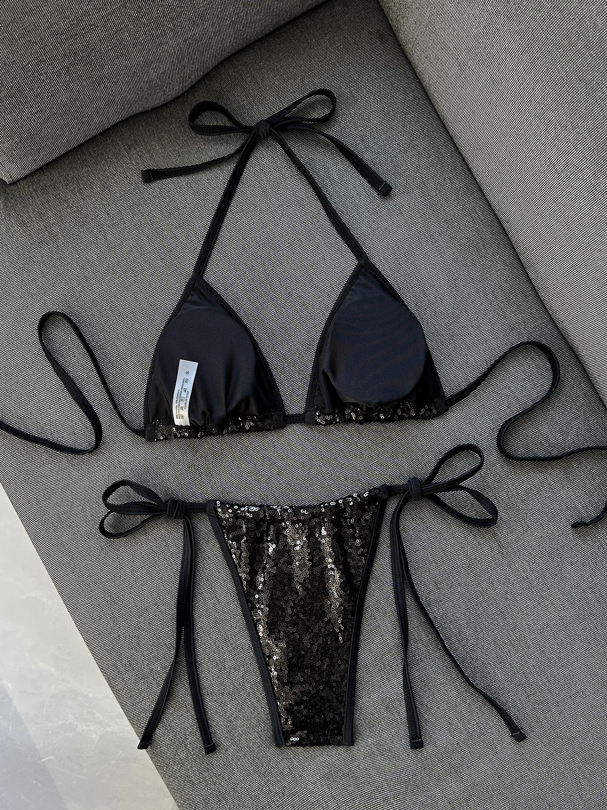 Shiny Sequin Blue Bikini Set 2026 Women Sexy Halter Push Up Bra Bandage Thong Swimsuit Beach Bathing Suit Hoiday Micro Swimwear