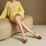 SpringAutumn New Model Fashion High Heels Nude Shoes Color Blocking Pointed Tip Buckle Leopard Print Sexy Party Women's Shoes