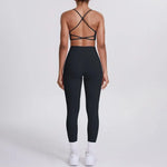 Women's Seamless Yoga Set Cross Back Sports Bra & High Waist Booty Lifting Yoga Leggings Gym Running Fitness Workout Outfit