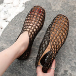 New 2026 Women Leisure Jelly Sandals Cut-out Soft PVC Breathable Summer Flat Shoes Close Toe Female Street Flats