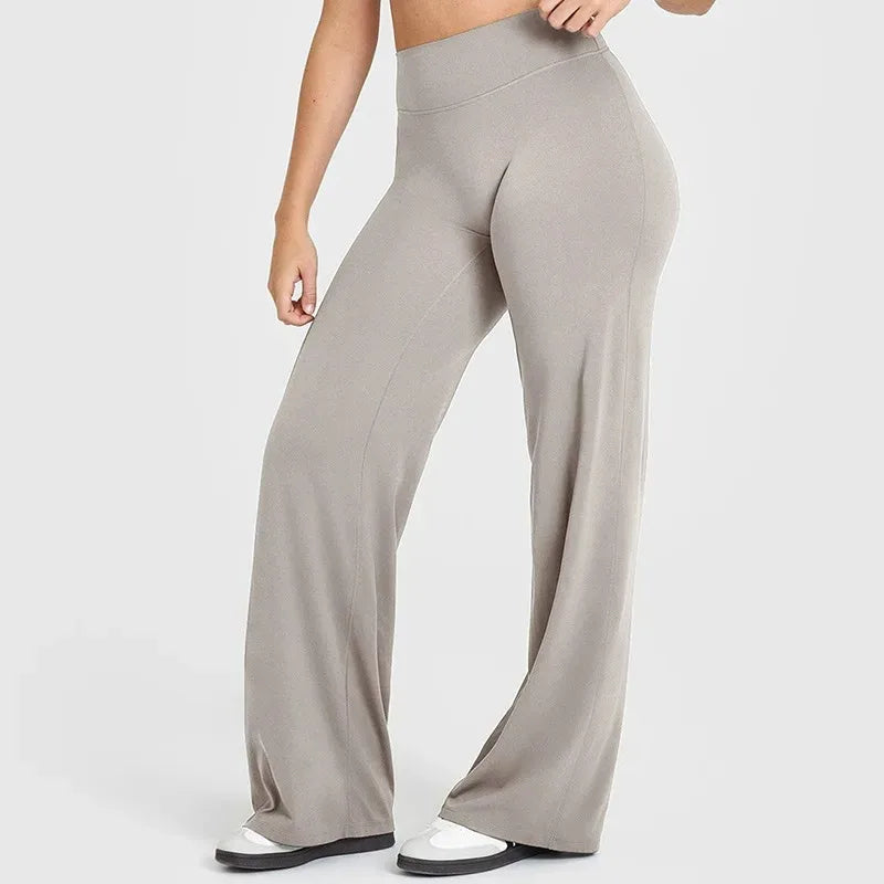 STOUREG Straight Leg Bottoms Women's Mid-Waist Yoga Pants GYM Leggings Naked Feel Pilates Running Sports Trousers