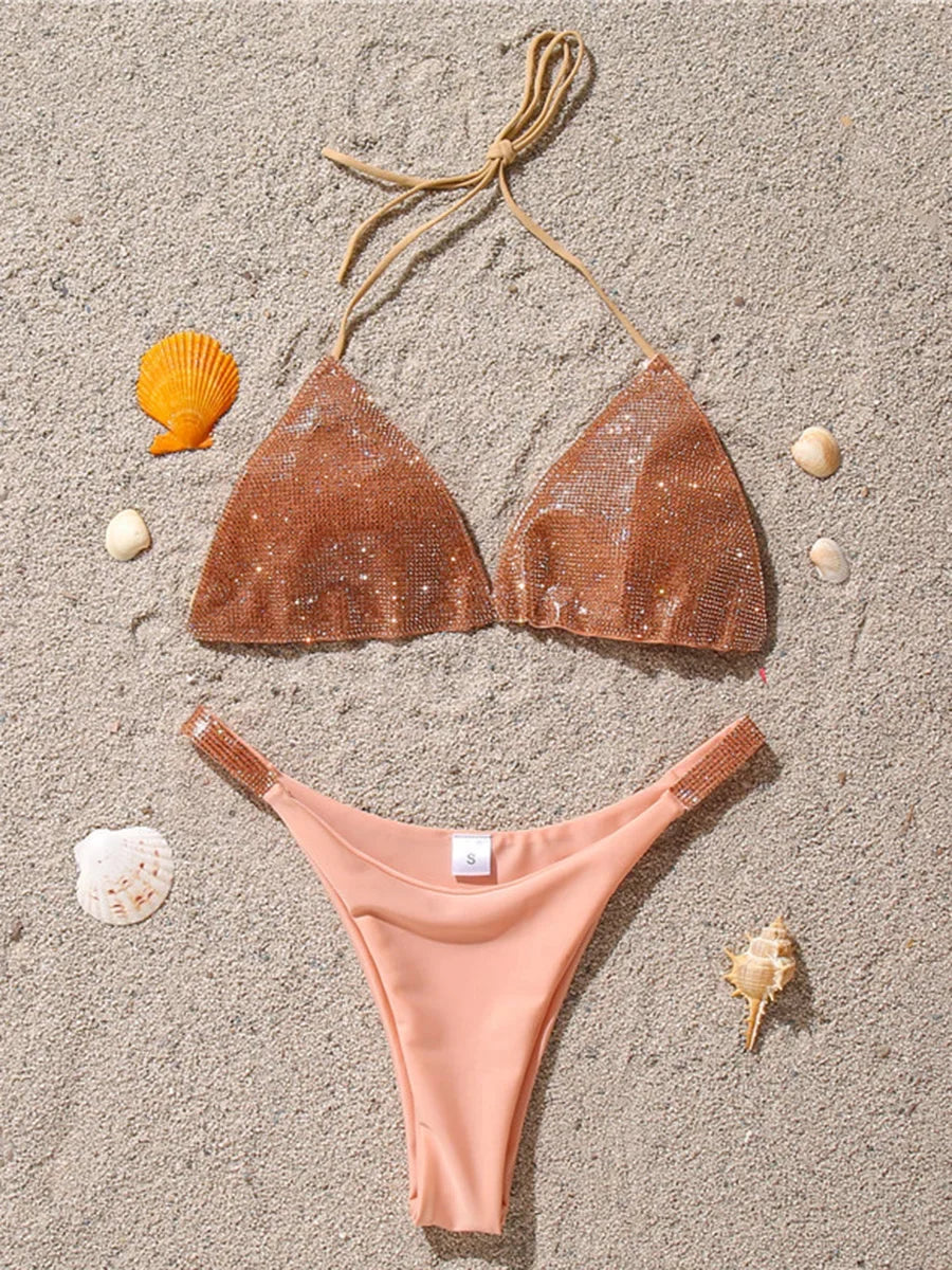 Shiny Jewelled Sequins Diamond Bikini Women Swimsuit Female Swimwear Two Pieces Bikini Set Mini Micro Bathing Suit Swim Lady