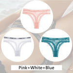 New 3Pcs Lace Thongs Women Floral G-string Underwear Trendy Letter T-Back Underpants Sexy Low Waist Bikini Panties Ladies Panty